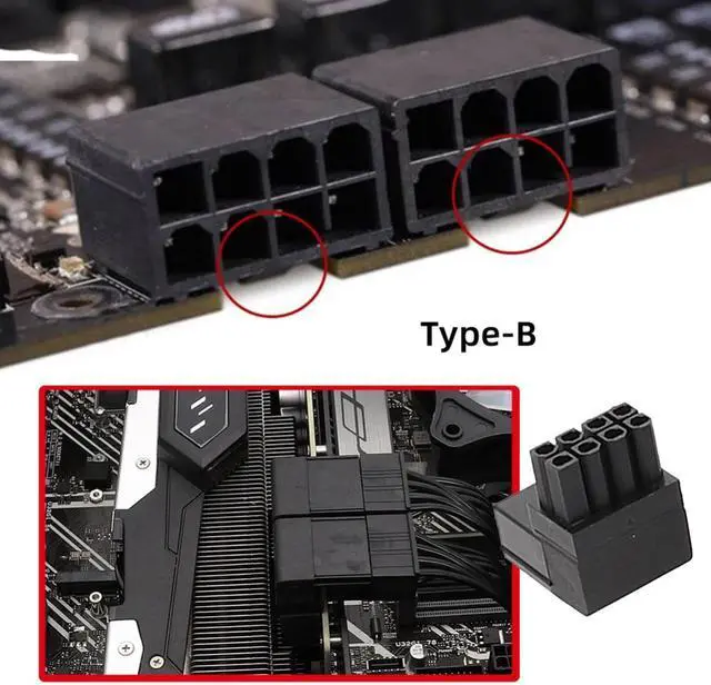 Alt view image 7 of 7 - Jimier 2pcs/lot ATX 8P Male to Female 90 Degree Up Down Angled Power Header Adapter for GPU Graphics Card