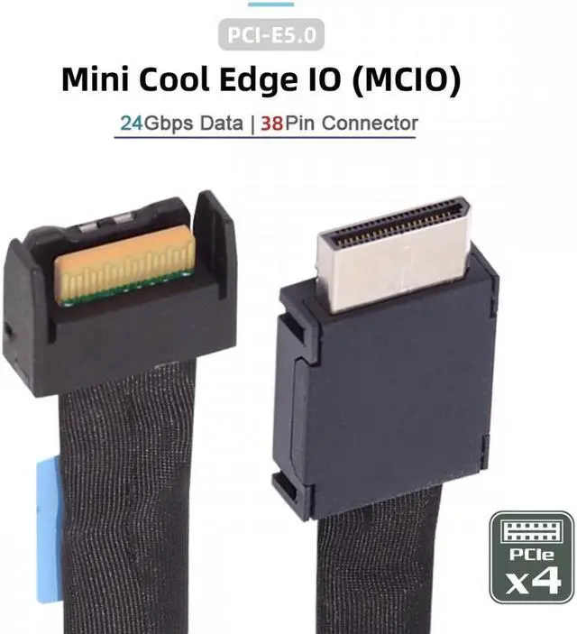 Alt view image 7 of 7 - Xiwai PCI-E 5.0 Mini Cool Edge IO MCIO PCI-E 4i 38Pin Male to SFF-8611 Oculink 4X Extender Cable 50cm
