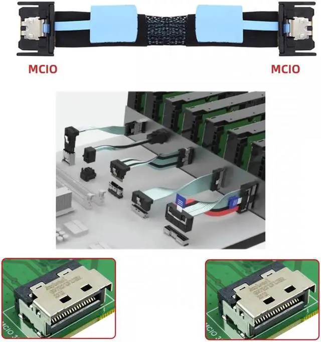 Alt view image 5 of 7 - Chenyang PCI-E 5.0 Mini Cool Edge IO MCIO PCI-E 4i 38Pin Male to MCIO 4i SFF-TA-1016 Extender Cable 50cm