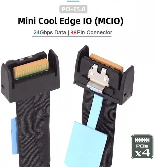 Alt view image 6 of 7 - Chenyang PCI-E 5.0 Mini Cool Edge IO MCIO PCI-E 4i 38Pin Male to MCIO 4i SFF-TA-1016 Extender Cable 50cm