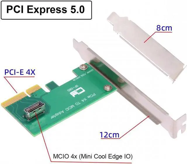 Alt view image 2 of 7 - Jimier PCI-Express 5.0 4.0 4X to MCIO Mini Cool Edge IO Female Host Adapter for PCIe Nvme U.2 SSD