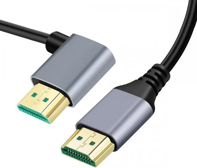 Main image of Cablecc 1.0M HDMI 2.1 Ultra Thin HDTV Cable 8K 4K Hyper Super Flexible Slim Cord Left Angled 90 Degree Type-A Male to Male for Computer HDTV