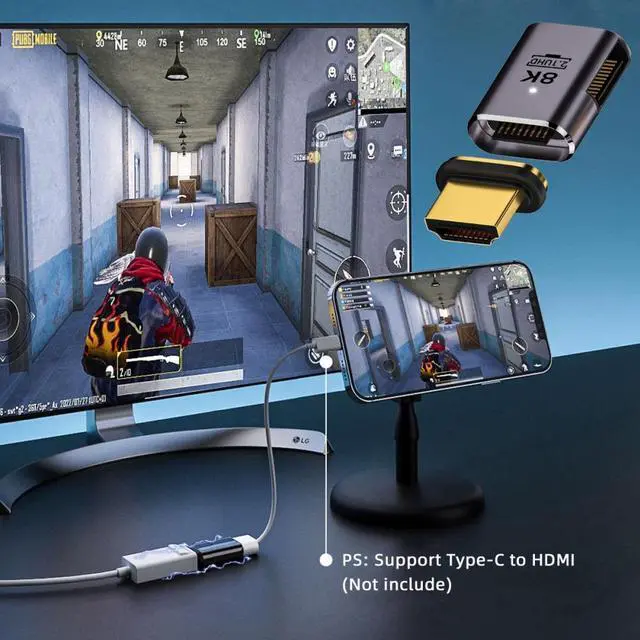 Alt view image 7 of 7 - CY 90 Degree Left Angled Magnetic 8K Type-A HDMI 2.1 Male to Female Straight Video Adapter for Laptop HDTV