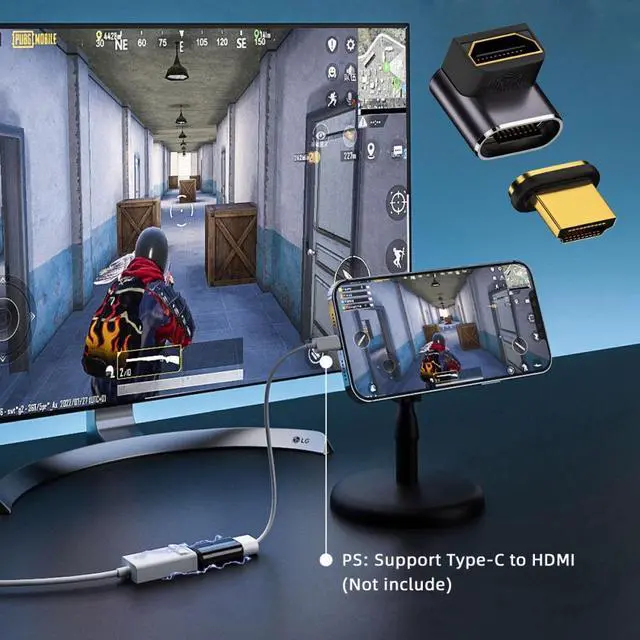 Alt view image 7 of 7 - CY 90 Degree Up Angled Magnetic 8K Type-A HDMI 2.1 Male to Female Straight Video Adapter for Laptop HDTV