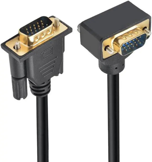 Main image of Cablecc 100CM 90 Degree Down Angled VGA RGB Male to Straight Male Extension Cable 3COAX+6C for Monitor Projector Computer
