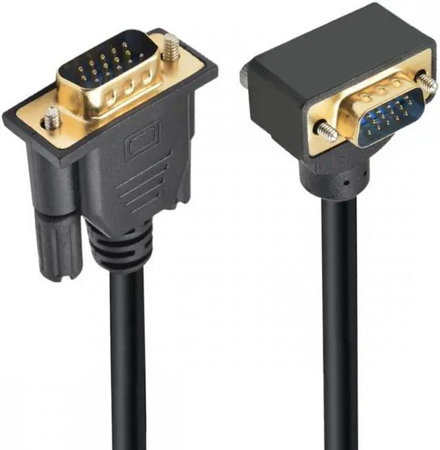 Main image of Cablecc 100CM 90 Degree Up Angled VGA RGB Male to Straight Male Extension Cable 3COAX+6C for Monitor Projector Computer
