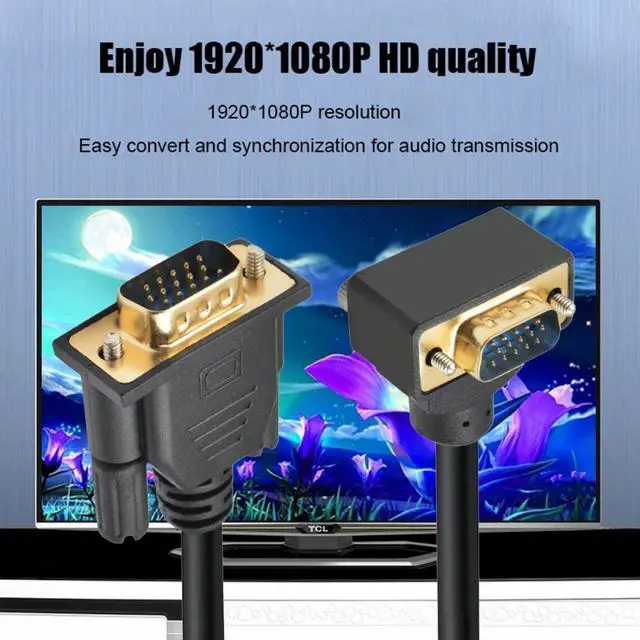 Alt view image 3 of 7 - Cablecc 100CM 90 Degree Up Angled VGA RGB Male to Straight Male Extension Cable 3COAX+6C for Monitor Projector Computer