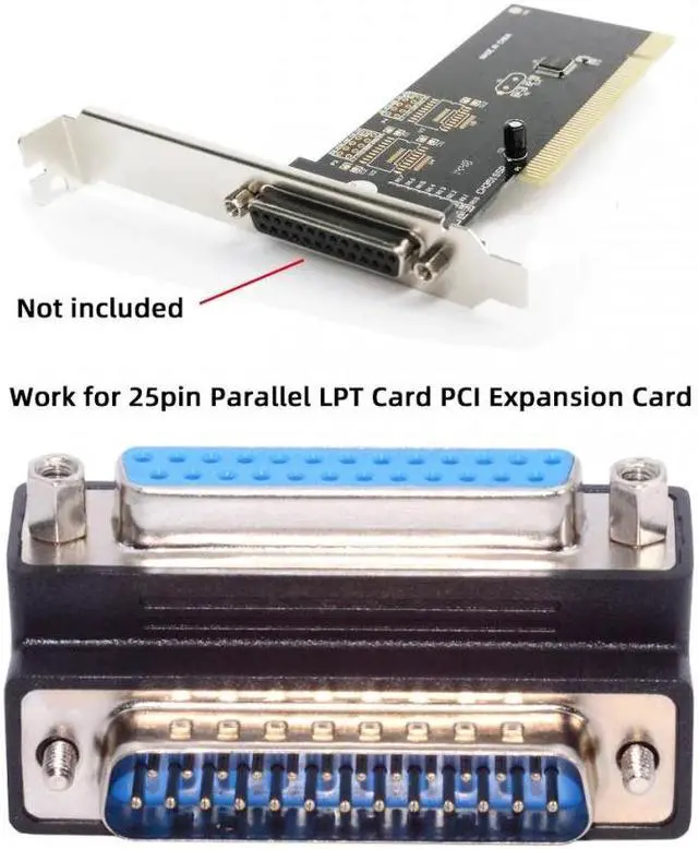 Alt view image 2 of 7 - Cablecc DSUB Parallel LPT AES/EBU DB25pin Male Nut to Female Screw Extension Adapter DB Connector Down 90 Degree Angled
