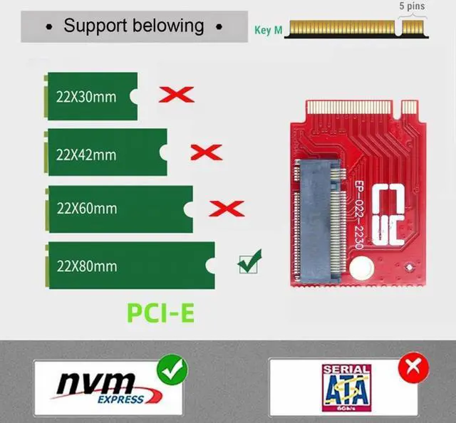 Alt view image 4 of 7 - CY NVME M-Key 22x30mm to 22x80mm NGFF Extension SSD Upgrade Adapter Compatible with ROG Ally Gaming