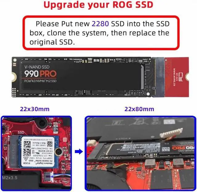 Alt view image 6 of 7 - CY NVME M-Key 22x30mm to 22x80mm NGFF Extension SSD Upgrade Adapter Compatible with ROG Flow X13 Gamings Laptop