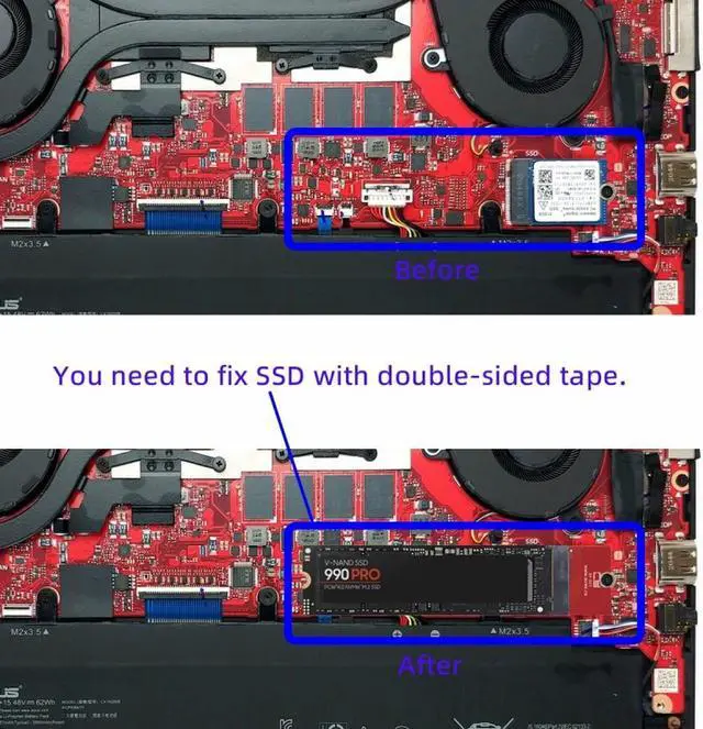 Alt view image 7 of 7 - CY NVME M-Key 22x30mm to 22x80mm NGFF Extension SSD Upgrade Adapter Compatible with ROG Flow X13 Gamings Laptop