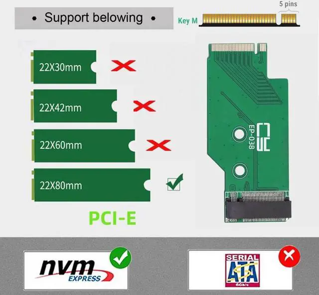 Alt view image 3 of 7 - Jimier NGFF NVME M-Key 22x42mm to 22x80mm Male to Female Extension SSD Adapter Compatible with Legion Go Game Boy
