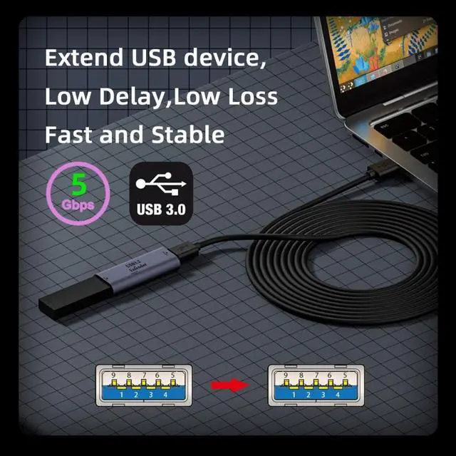 Alt view image 5 of 7 - Jimier USB 3.0 Active Repeater Adapter Type-A Female to Type-A Female Extender with Chipset for Camera Printer Computer