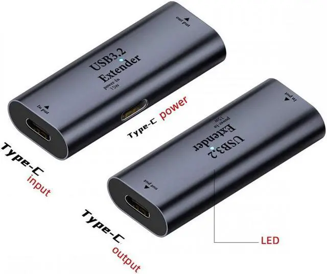 Alt view image 2 of 7 - Xiwai USB 3.0 Active Repeater Adapter Type-C Female to Type-C Female Extender with Chipset for Camera Printer Computer