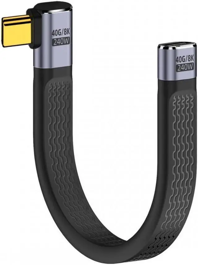 Main image of Jimier Right Angled USB4 Extension Cable 13cm Slim Flat Male to Female 40Gbps with 240W Power and 8K@60Hz Video