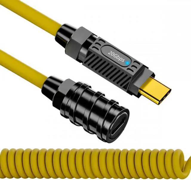Main image of Jimier 1.8M Stretch Coiled USB-C USB4 Cable 20Gbps 140W 8K for Gaming Keyboard Mouse Type-C Male to Female Extension Cable Power & Data