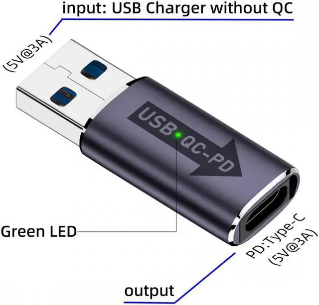 Alt view image 4 of 7 - Jimier 2pcs/lot USB 2.0 A Male QC to PD USB-C Type C Female 5Gbps Data Power Adapter for Laptop Tablet Phone