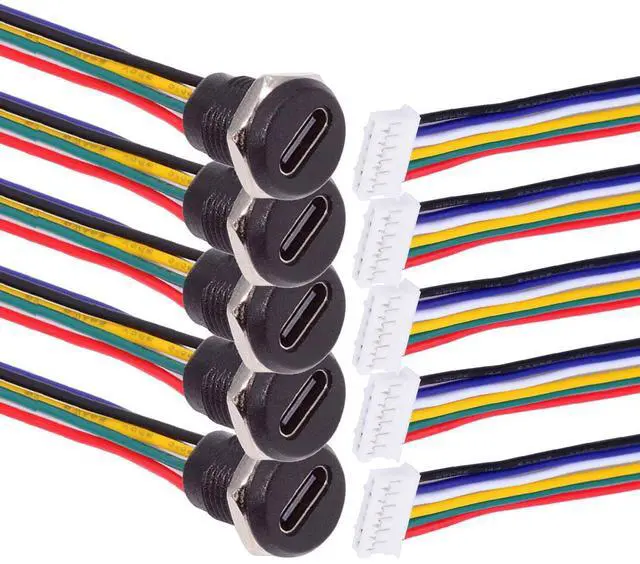 Main image of CY 5pcs/set DIY OEM Type C Female Socket to 6Pin Header Cable Pitch=2.0mm Panel Mount DC 5V/20V PD Power