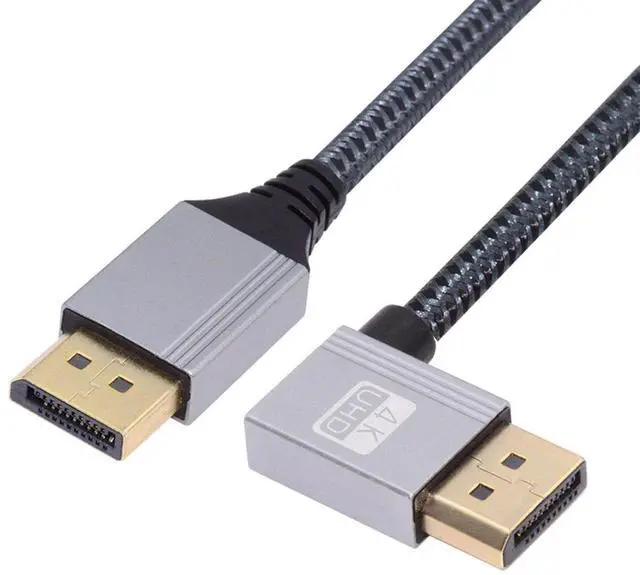 Main image of CY 200cm Right Angled DisplayPort DP to DP Cable 4K 60hz Cable Silver Sleeve Ultra-HD UHD 90 Degree for Desktop Laptop Monitor Graphics Card