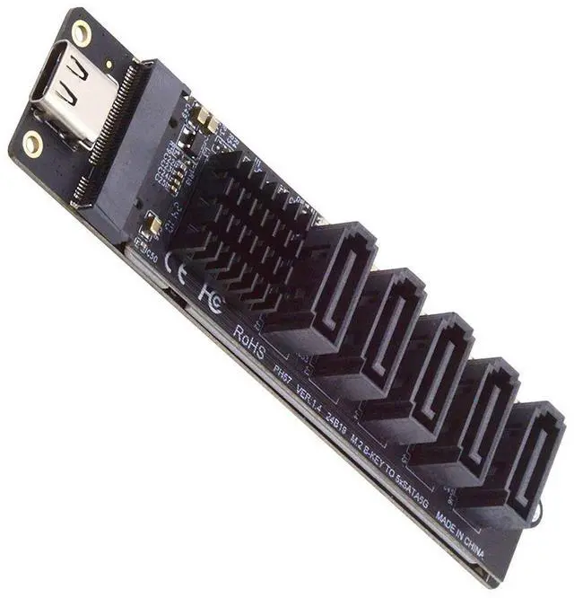 Main image of CY 10Gbps USB-C Type-C to NGFF Key B+M SATA 6Gbps 5 Ports Adapter Converter PM Port Multiplier Selector JMB575 JMS580