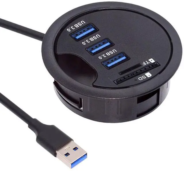 Main image of CY USB 3.0 Hub SD TF 3 Port USB 60mm Desk Grommet Splitter Dock Station Micro-SD Card Reader for Desktop PC Desk