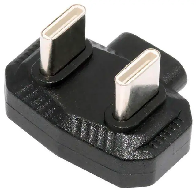Main image of CY 480Mbps USB-C Type-C Male to Male OTG Data Adapter with PD Power Opposite U Shape Back Angled for Phone MIC