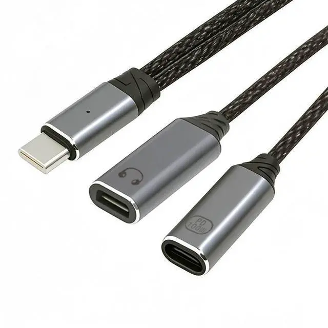 Main image of CY USB-C Type-C Male to 8P Female Audio DAC AUX Music 16bit 48kHz & 100W PD Power Cable for Laptop Tablet Phone
