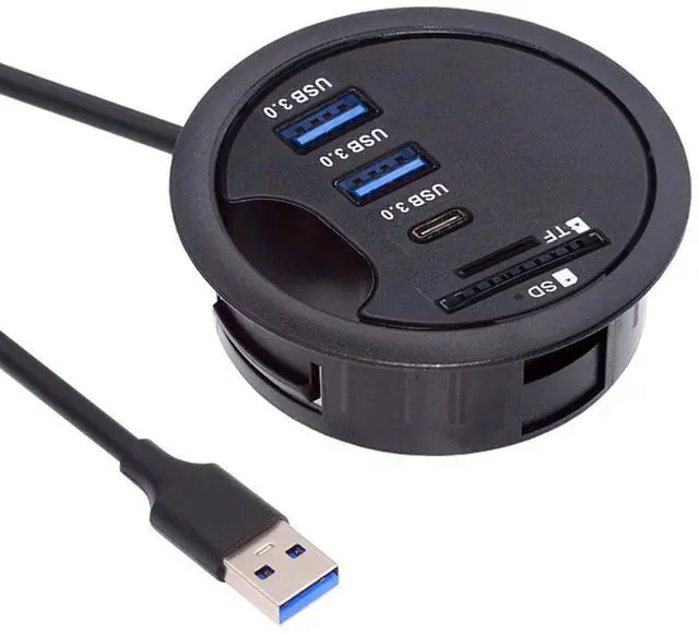 Main image of CY USB 3.0 Hub Sound Card USB-C 2 Port USB 60mm Desk Grommet Splitter Dock Station Headphone Mic Audio Interface for Desktop PC Desk