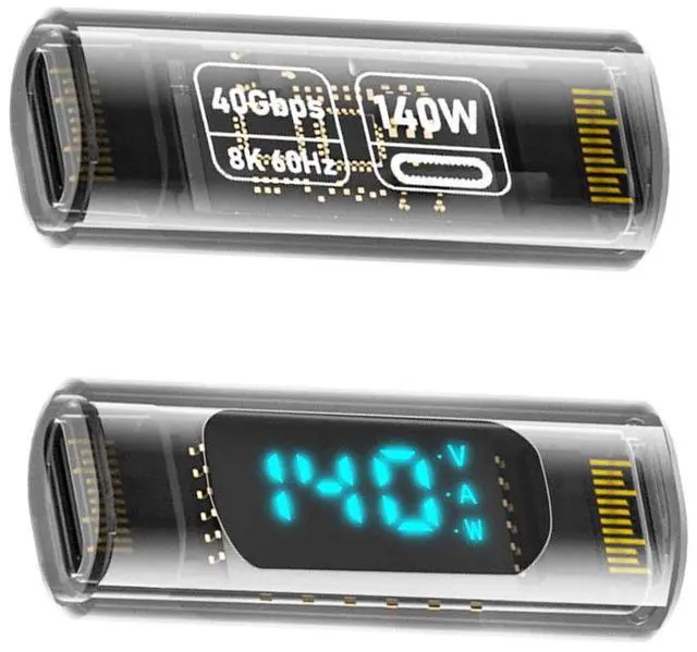 Main image of CY Type-C Smart LED Display USB-C Female to Female Extension Adapter USB4.0 40Gbps 140W Current Voltage Monitoring Tester Detector