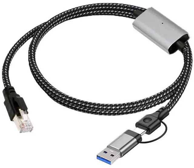 Main image of CY Combo USB Type-A & Type-C USB-C to Ethernet Cable URJ45 Male Cord Directly Connected 1000Mbps Gigabit LAN Network