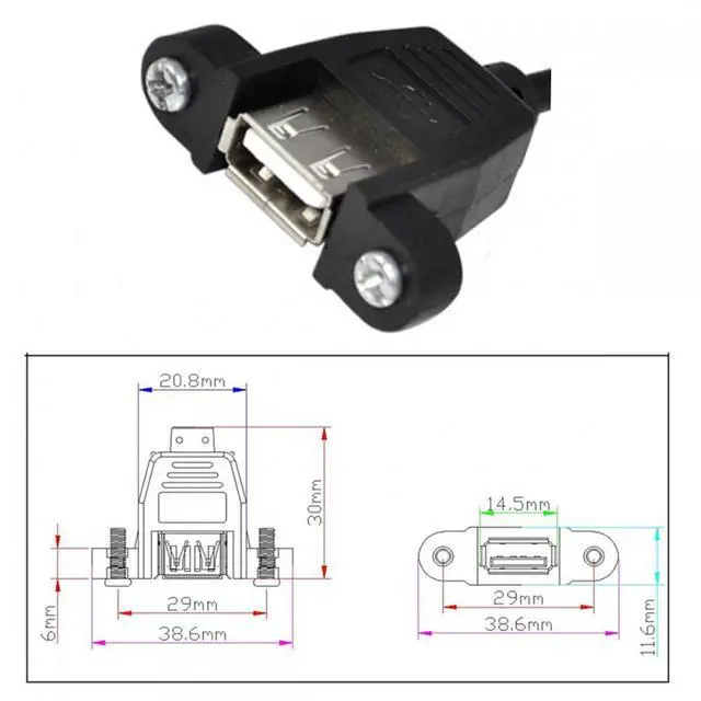 Alt view image 6 of 7 - Jimier 2pcs/lot Left & Right Angled Type USB 2.0 Type-A Male to USB Female Extension Cable Panel Type 90 Degree 25cm