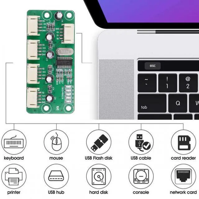 Alt view image 5 of 7 - Cablecc USB 4Pin Pitch=2.0mm Wafer 1-to-4 Four Ports HUB PCBA PCs 4 Devices for Keyboard Mouse Scanner Printer