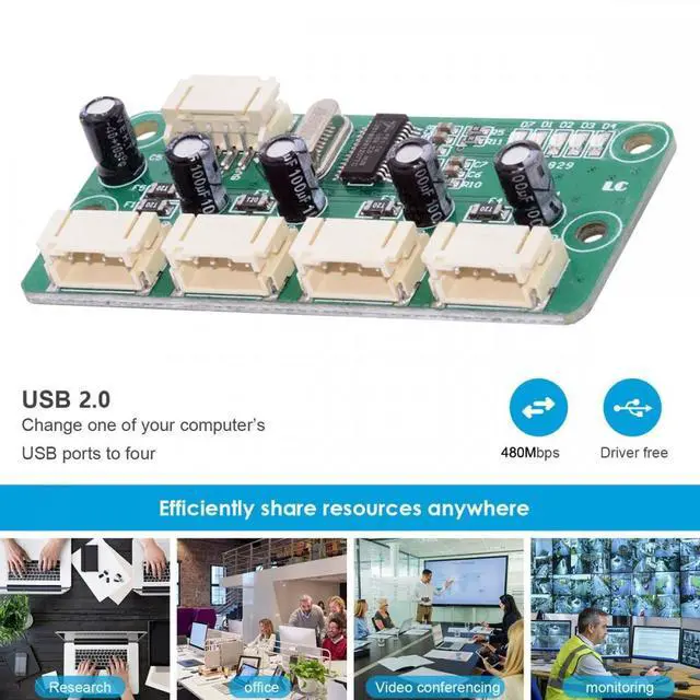 Alt view image 7 of 7 - Cablecc USB 4Pin Pitch=2.0mm Wafer 1-to-4 Four Ports HUB PCBA PCs 4 Devices for Keyboard Mouse Scanner Printer