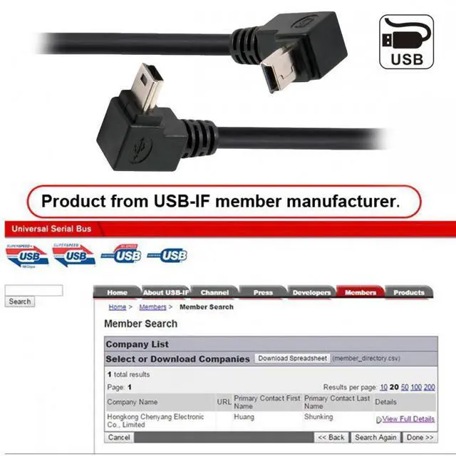 Alt view image 6 of 7 - Cablecc 2pcs/lot Down & Up Angled Mini USB B Type 5pin Male 90 Degree to USB 2.0 Male Power Data Cable 50cm