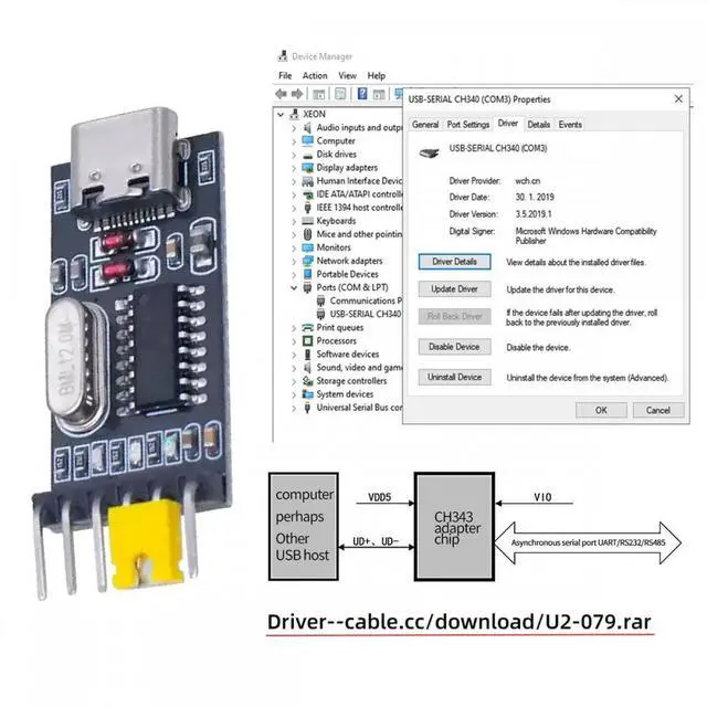 Alt view image 3 of 7 - CY Cable USB-C Type-C Female To TTL Converter UART STC Module Serial Programmer CH340G CH340 3.3V 5V Adapter Replace PL-2303