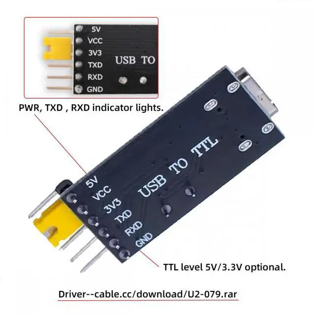 Alt view image 4 of 7 - CY Cable USB-C Type-C Female To TTL Converter UART STC Module Serial Programmer CH340G CH340 3.3V 5V Adapter Replace PL-2303