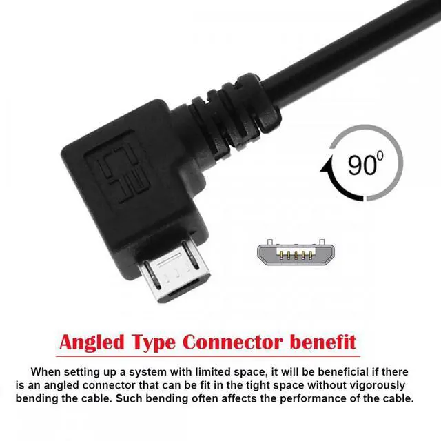 Alt view image 6 of 7 - CY Left Angled 90 Degree Micro USB OTG to Standard B Type Cable for Printer Scanner Disk Lectronic Musical Instrument Midi Keyboard (60cm)