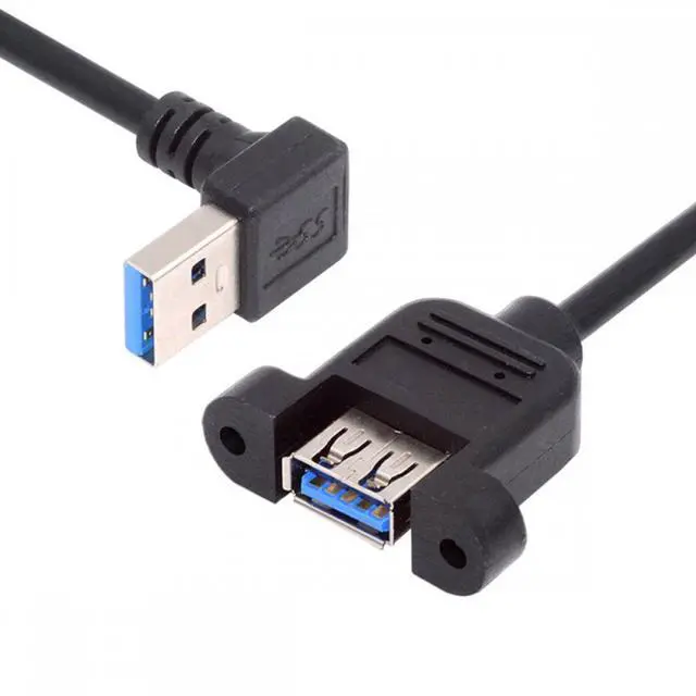 Main image of CY Down Angled USB 3.0 Male to Female Type-A Panel Type Header Cable 90 Degree Connector 30cm