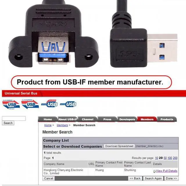 Alt view image 5 of 7 - CY Down Angled USB 3.0 Male to Female Type-A Panel Type Header Cable 90 Degree Connector 30cm