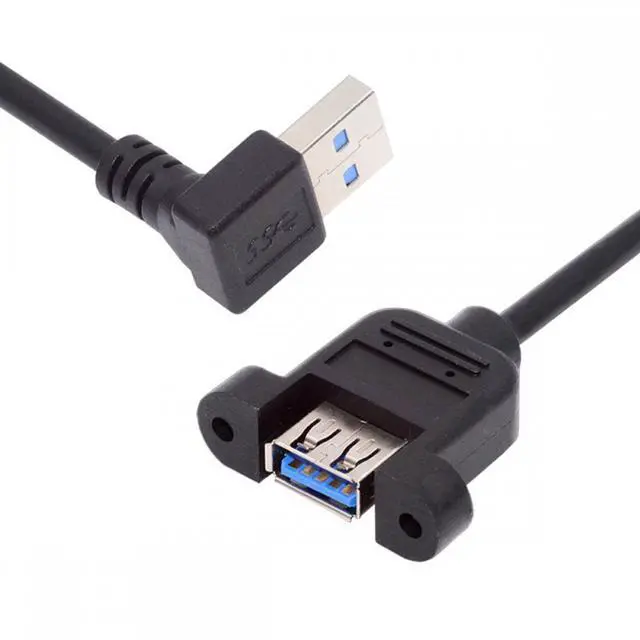 Main image of CY Up Angled USB 3.0 Male to Female Type-A Panel Type Header Cable 90 Degree Connector 30cm