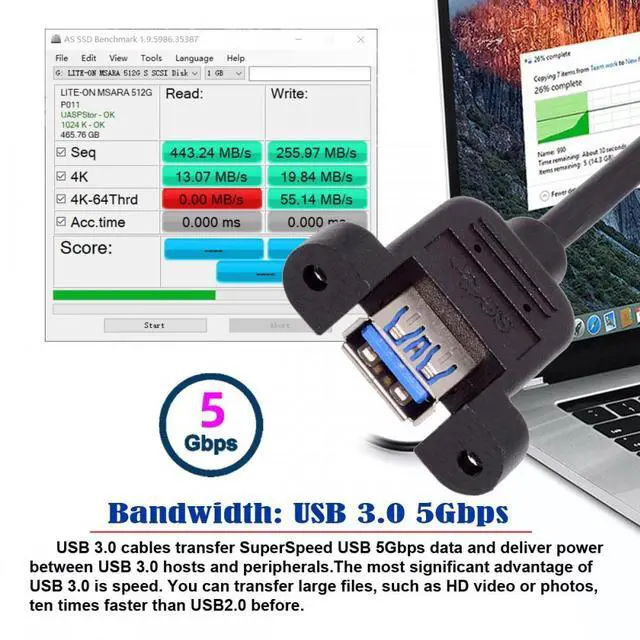 Alt view image 2 of 7 - CY Up Angled USB 3.0 Male to Female Type-A Panel Type Header Cable 90 Degree Connector 30cm