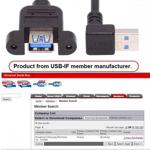 Alt view image 6 of 7 - CY Up Angled USB 3.0 Male to Female Type-A Panel Type Header Cable 90 Degree Connector 30cm