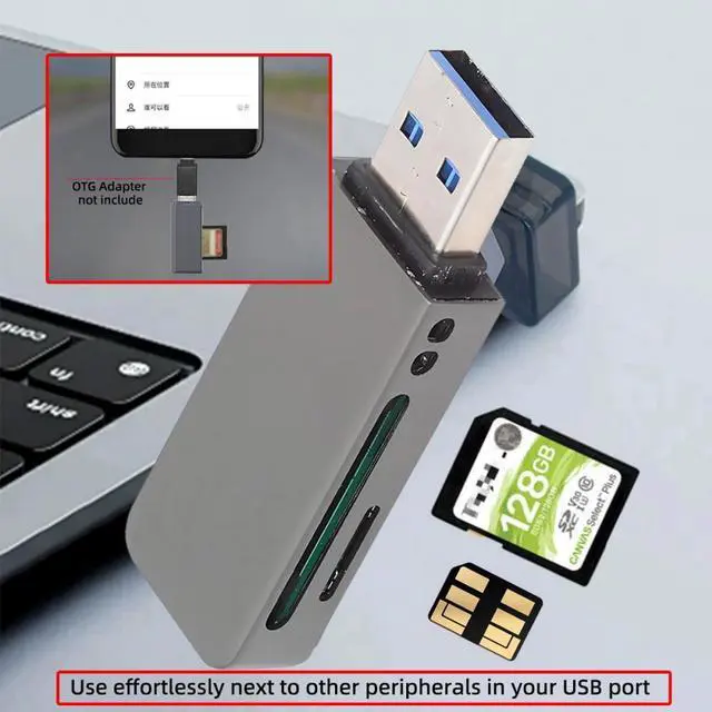 Alt view image 2 of 7 - CY USB 3.0 to Nano Memory NM Card & SD Card Reader Writer for Camera & Laptop & Tablet & Mate Serial Phone