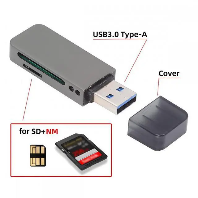 Alt view image 4 of 7 - CY USB 3.0 to Nano Memory NM Card & SD Card Reader Writer for Camera & Laptop & Tablet & Mate Serial Phone
