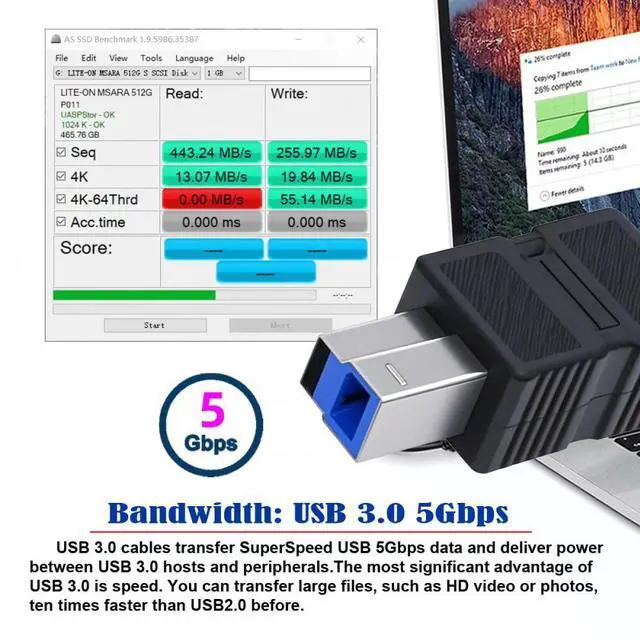Alt view image 4 of 7 - Chenyang 2pcs/lot USB 3.0 Type-B Male to USB3.0 Type-A Male Female Adapter Extension 5Gbps for Disk SSD Camera Data