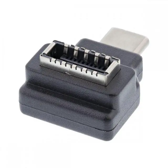 Alt view image 2 of 7 - CY Cable Type-C USB-C Male to Type-E USB 3.1 Front Panel Header Female Motherboard Extension Data Adapter 90 Degree Angled