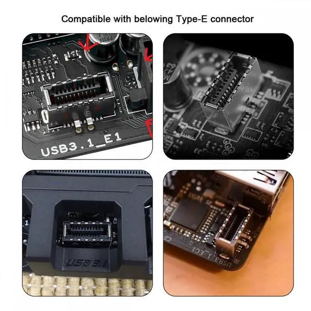 Alt view image 4 of 7 - Chenyang 20pin Type-E Male to Type-E USB 3.1 Front Panel Header Female Motherboard Extension Data Adapter 90 Degree Angled