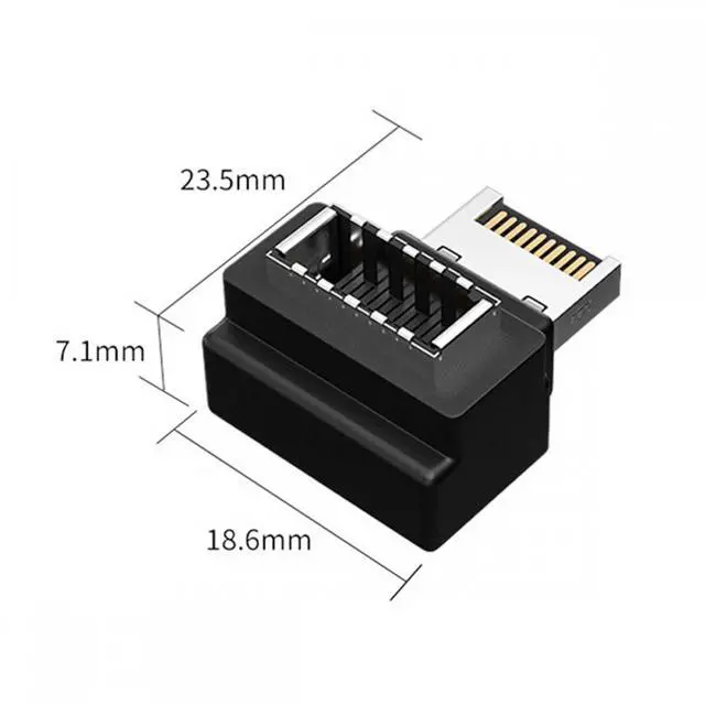 Alt view image 5 of 7 - Chenyang 20pin Type-E Male to Type-E USB 3.1 Front Panel Header Female Motherboard Extension Data Adapter 90 Degree Angled