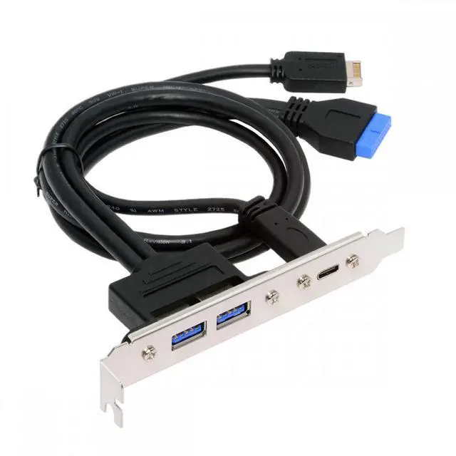 Main image of CY 10Gbps USB3.0 Motherboard 19/20Pin & Type-E to USB-C Type-C & USB 3.0 Dual Ports Female PCI-E Back Panel 5Gbps Cable