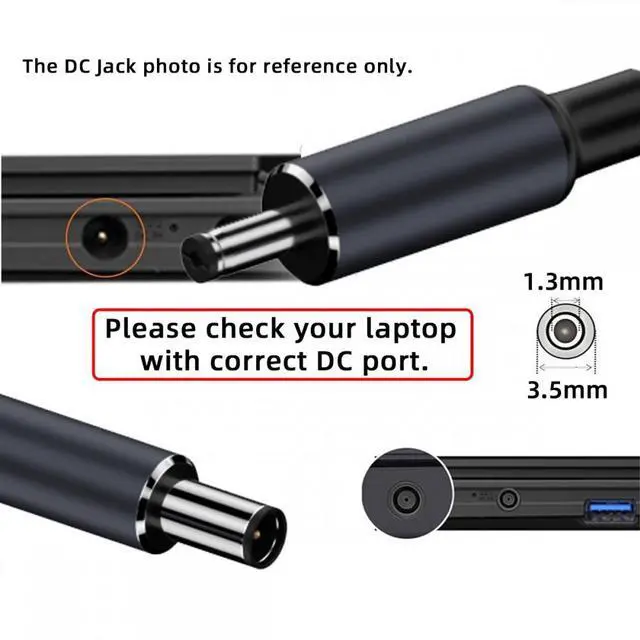 Alt view image 7 of 7 - Jimier Type-C USB-C Input to DC 3.5x1.35mm Jack Smart LED Display 100W Output Power 20V 5A PD Charge 65W Adapter for Laptop